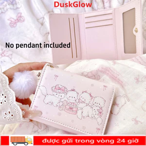 Ví đựng tiền xu DUSKGLOW, Ví ngắn đa năng có thể gập lại, Túi đựng tiền in hình mèo Kawaii màu hồng dành cho nữ du lịch