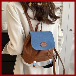 Ba lô cầm tay EARTHLYCO, Ba lô nhỏ bằng da PU dễ thương, Túi đeo vai có dây kéo mềm cổ điển dành cho nữ
