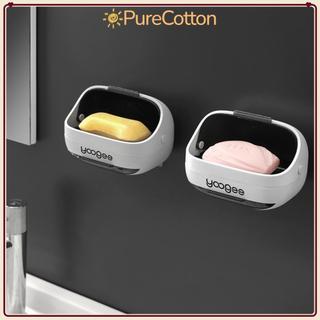 [COD] Hộp xà phòng PURECOTTON0, có nắp đựng xà phòng thoát nước treo tường, Khay đựng xà phòng tự dính bằng nhựa chất lượng Phòng tắm