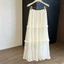 GN Nữ Bánh Hàn Quốc Váy Dài Ruffle Lưới Chắp Vá Eo Cao Mỏng Chữ A Xếp Ly Mùa Hè Váy Maxi NG