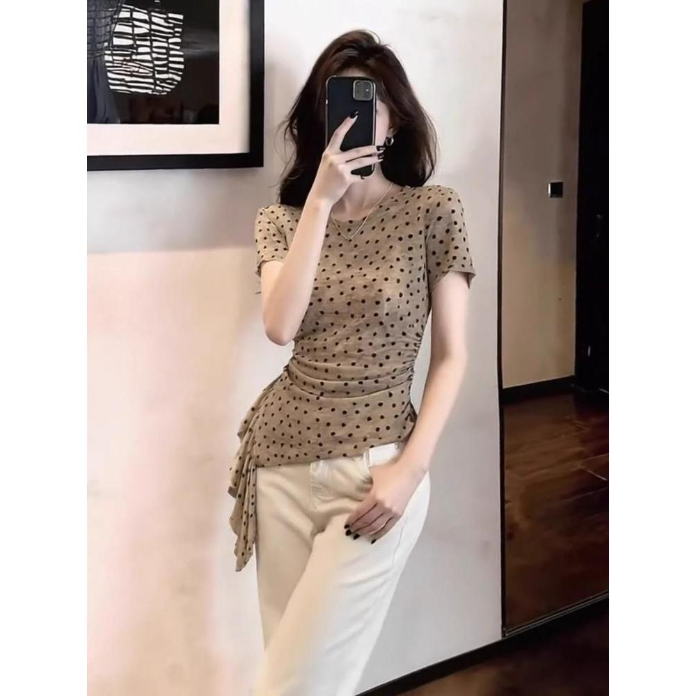 Milyfashion Gạc Hai Lớp Thời Trang Tình Yêu Áo Thun Nữ Tay Ngắn Mùa Hè 2026 Phong Cách Mới Slim-fit Hợp Thời Trang Áo Sơ Mi Nhỏ Phong Cách Phương Tây