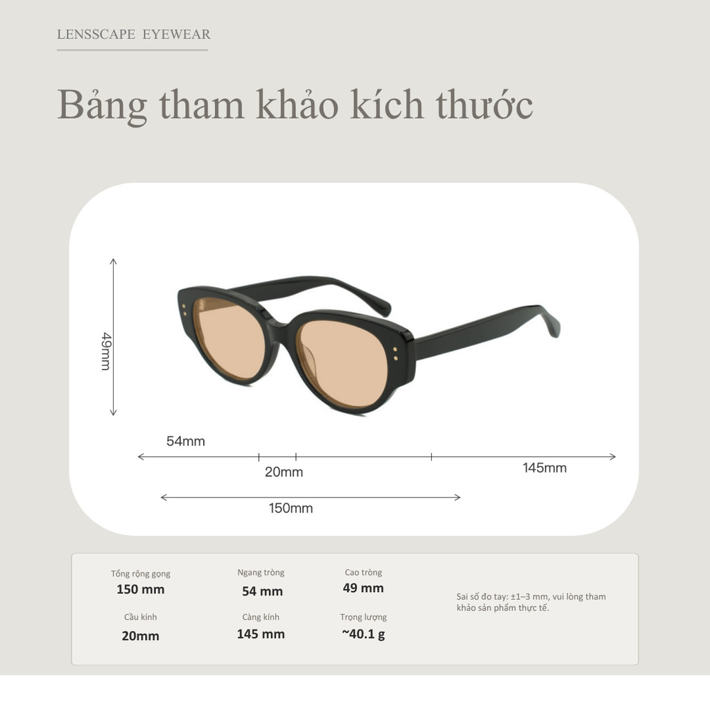 Kính râm mắt mèo nữ Acetate Frame Nylon Lens UV400 để mặc ban ngày