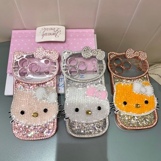 17promax Ốp Lưng Sang Trọng 3D Bling Hello Kitty Cho iphone 17 16 15 14 13 Pro Max 16promax 17pro 16pro 15pro 14pro Vỏ Điện Thoại Full Kim Cương Giả & Lấp Lánh Vỏ Bảo Vệ Chống Sốc