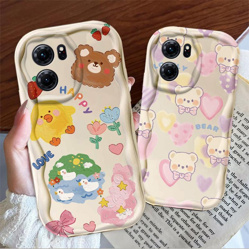 Thích Hợp Cho OPPO A5X A6 Pro A6X 4G 5G 3D Thẩm Mỹ Mềm TPU Gấu Tình Yêu Hoa Chống Sốc Trường Hợp Điện Thoại
