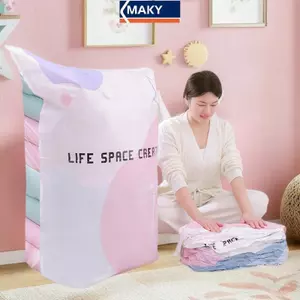 MAKY Không Cần Bơm Túi Hút Chân Không Nhựa Lớn Bảo Quản Túi Bảo Quản Quần Áo nketspression Túi Rỗng Có Phụ Kiện Du Lịch VN