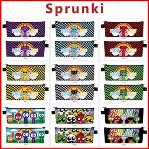SY Sprunki Incredibox Hộp Đựng Bút Sinh Viên Túi Bảo Quản Trò Chơi Ngoại Vi Da PU Túi Văn Phòng Phẩm