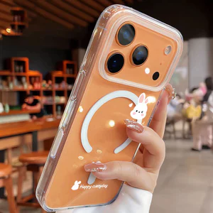 Ốp lưng iPhone họa tiết thỏ hỗ trợ sạc không dây từ tính - iP 7/8/X/XS/XR/11/12/13/14/15/16/17/Plus/Air/Pro/Max