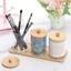 4 Cái / bộ, 3 Đũa / Quả Bóng / Miếng Lót Với 1 Khay Tre Tủ Quần Áo, Lọ Có Nắp Tre, Hộp Đựng Phòng Tắm Trong Suốt