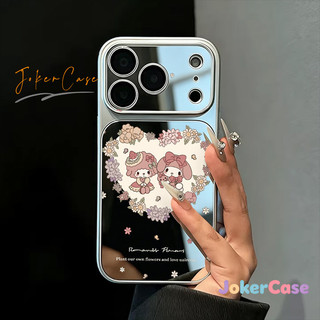 Ốp Lưng Cho IPhone 13 15 17 12 16 11 14 Pro Max 7 15 16 8 Plus XR XS MAX Ốp gương trang điểm hoạt hình hoa mộng mơ