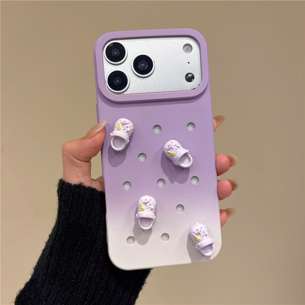 Ốp điện thoại mềm hình giày đục lỗ Gradient 3D cho iPhone 17 Pro Max 16 15 14 13 Vỏ bảo vệ chống sốc