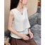 Set áo trắng sát nách viền ren form rộng 2 lớp + quần suông nâu lưng thun ống rộng có túi MyaHouse