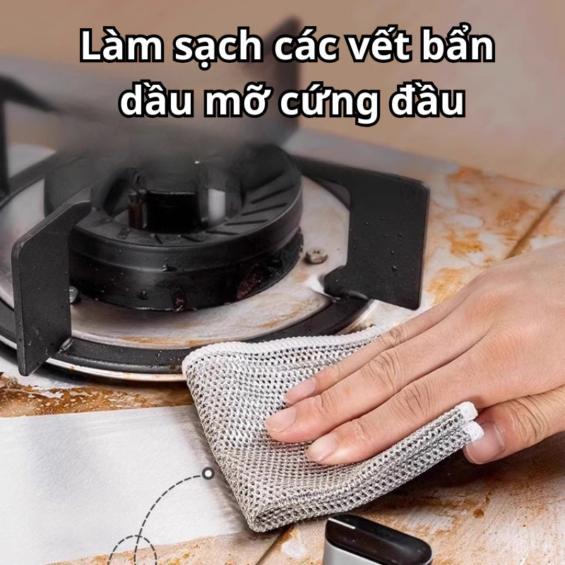 Khăn Lau Chén Bát Lưới Kim Loại HomeMate, Khăn Lau Đa Năng Chống Bám Dầu Siêu Thấm Hút Dùng Cho Nhà Bếp