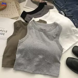 XOITOP Mùa Hè Ngắn I-Word Áo Lót Nữ Beauty Ba Tất Cả Trong Một Có Miếng Lót Áo Ngực Bên Trong Giảm Béo Quấn Phần Ngắn Rốn Áo Không Tay VN