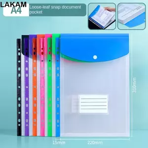 LAKAM 6 thư mục chất kết dính, Túi chất kết dính phong bì A4, 11 lỗ 6 màu Nhãn Loose-Leaf Home
