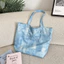 Túi Tote thêu chữ Tie-Dye Phong cách lười biếng Túi đeo vai dung tích lớn Sinh viên Com