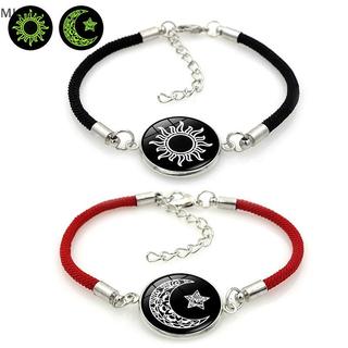 Misa 2 Cái / bộ Dạ Quang Cặp Đôi Mặt Trời Mặt Trăng Vòng Tay Dành Cho Nữ Có Thể Điều Chỉnh Dây Dệt Quyến Rũ Tình Bạn Bạn Gái Dự Tiệc Trang Sức Quà Tặng Đẹp