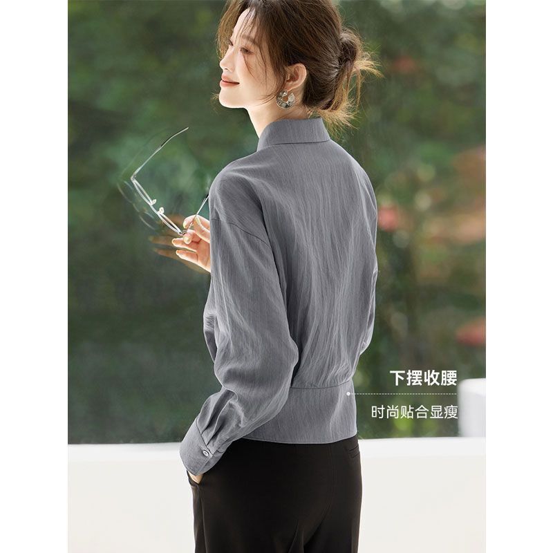 Eo Mỏng Nữ Thời Trang Chắc Chắn Áo Dài Tay Nữ Cổ Áo Sơ Mi Công Sở