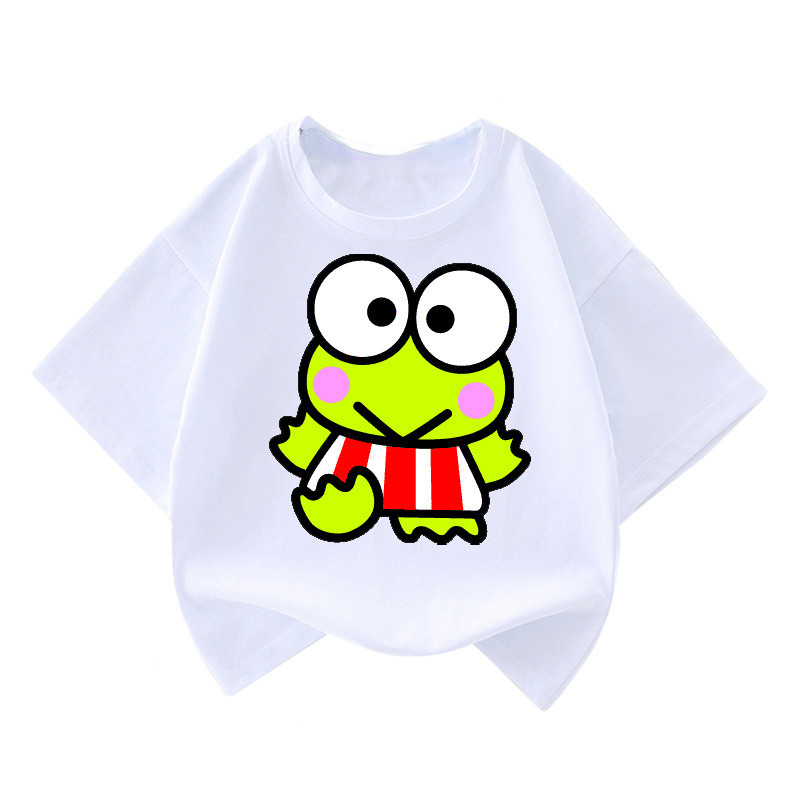 Keroppi Ếch 2D Hoạt Hình Trẻ Em Áo Thun Tay Ngắn Mùa Hè Hiệu Suất Mặc Cho Bé Trai Bé Gái
