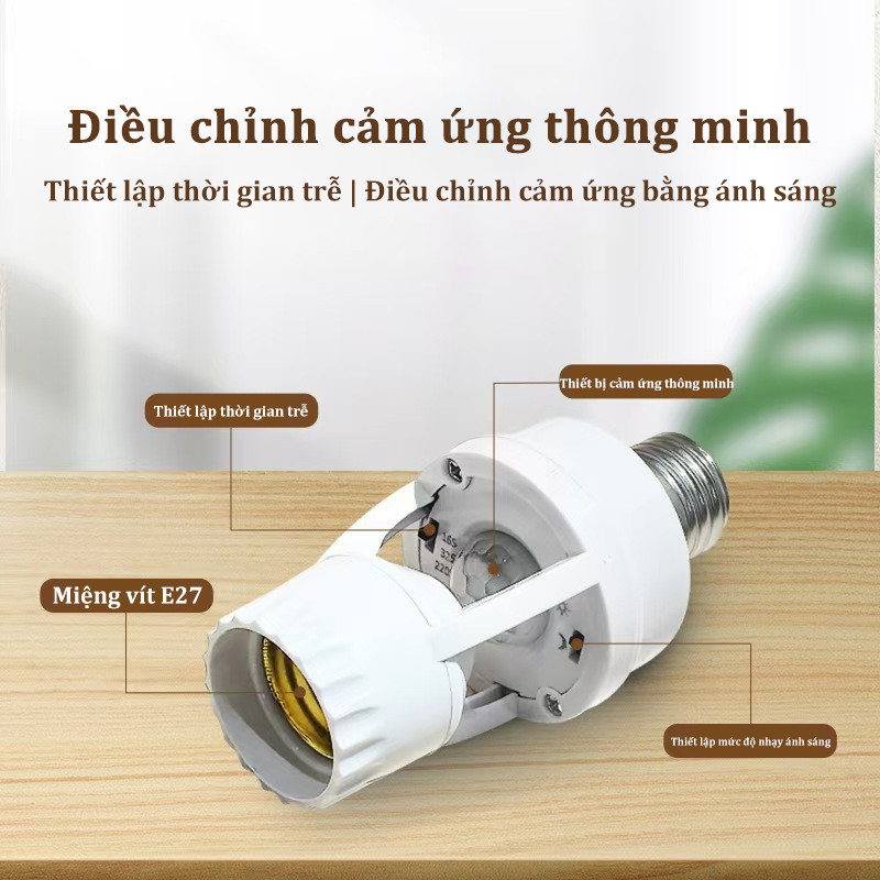 Đui Đèn Cảm Ứng Hồng Ngoại E27,Lắp Vào Là Chạy,Tiết Kiệm Điện Đến 80%,Phù Hợp Hành Lang,Cầu Thang,Phòng Tắm