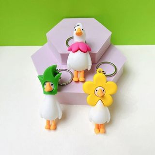 Móc khóa động vật HIGHVIEWLS, Vòng chìa khóa hoạt hình hợp kim PVC, Móc khóa vịt cá nhân dễ thương Trang trí chìa khóa xe hơi