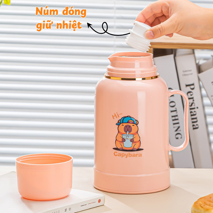 Bình Giữ Nhiệt 1L HomeMate – Phích Nước Mini Giữ Nóng Lạnh Đến 36H, Bình Nước Inox 304 Có Quai Xách Tiện Lợi