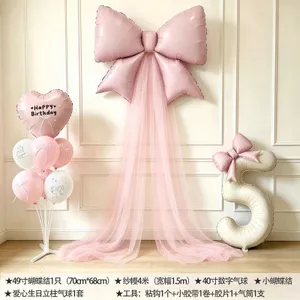 Nơ Gạc Bóng Cột Cô Gái Trang Trí Sinh Nhật Trang Trí Đám Cưới Lễ Cưới Cảm Giác Ảnh Đạo Cụ 5.11