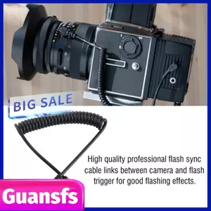 Guansfs Guansfs Acouto 2.5mm sang Male Flash PC Sync Cable Cord với Vít Khóa Dây cuộn mở rộng