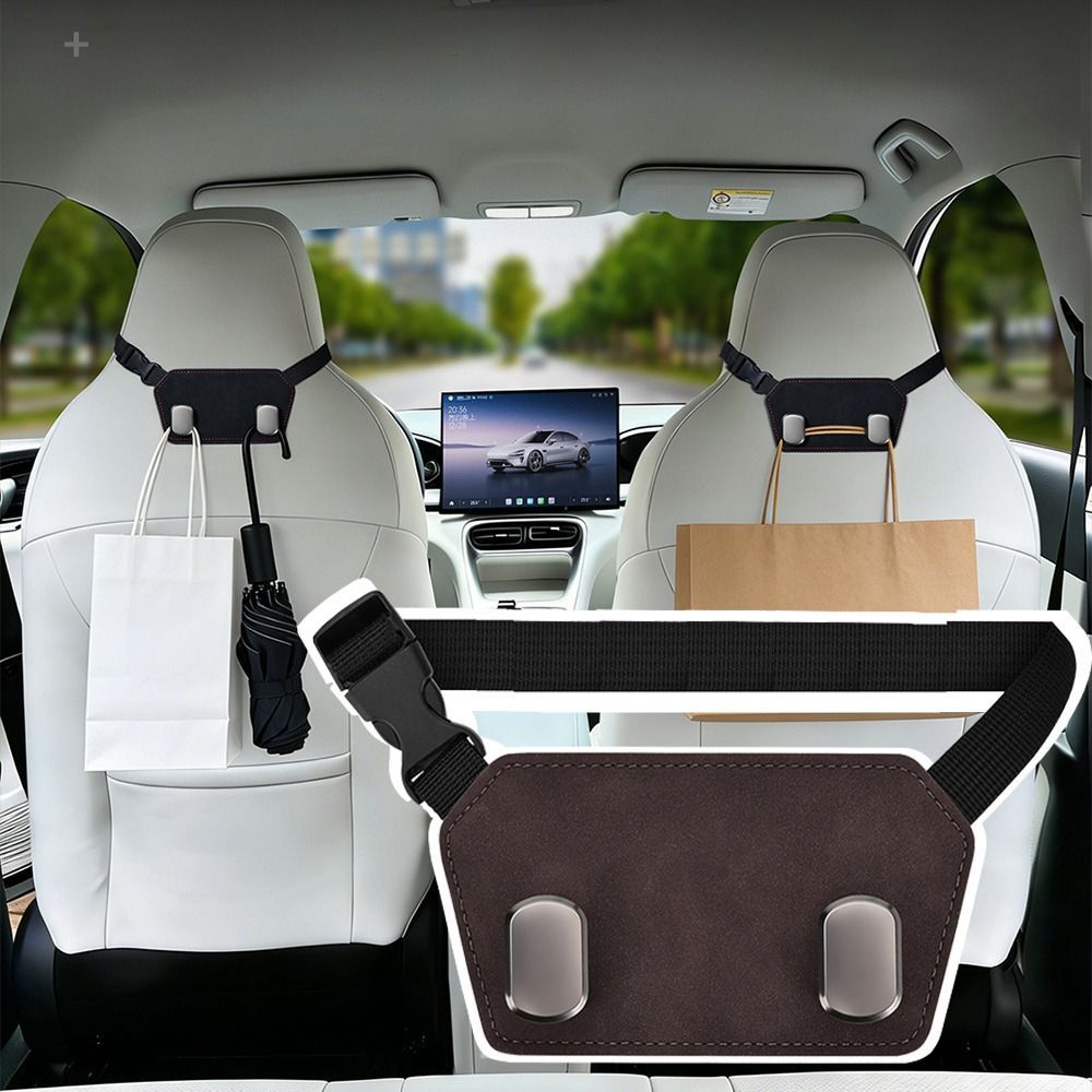Móc tựa đầu ô tô JIMMYCHOOEC, Móc đôi treo ghế sau ô tô chịu tải cao, Da lộn mềm đa năng Tiết kiệm không gian treo tựa đầu Túi đựng ghế sau ô tô