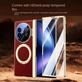 Ốp điện thoại họa tiết vải thiều sang trọng cho Vivo X Fold 5 Ốp lưng bảo vệ toàn thân với 360° Giá đỡ vòng xoay & Tấm bảo vệ màn hình phía trước