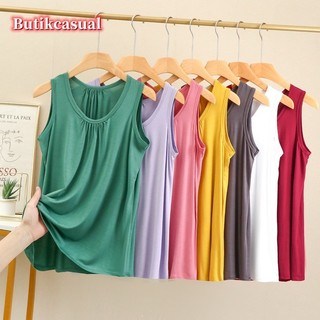 Phụ nữ Modal plus size vest nữ mùa hè mới nhúm xếp li dáng rộng vest đơn giản hàng đầu l 6xl