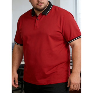 Plus Size Nam Đứng Cổ Chắp Vá Kinh Doanh Quá Khổ Áo Polo Màu Trơn