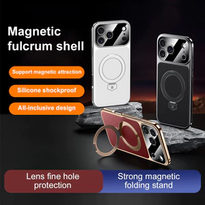Sang Trọng Da Trơn Xoay Kim Loại Từ Tính Giá Đỡ Dành Cho iPhone 17 Pro Max 16 15 14 17Air Vỏ Bảo Vệ Camera Có Chân Đế