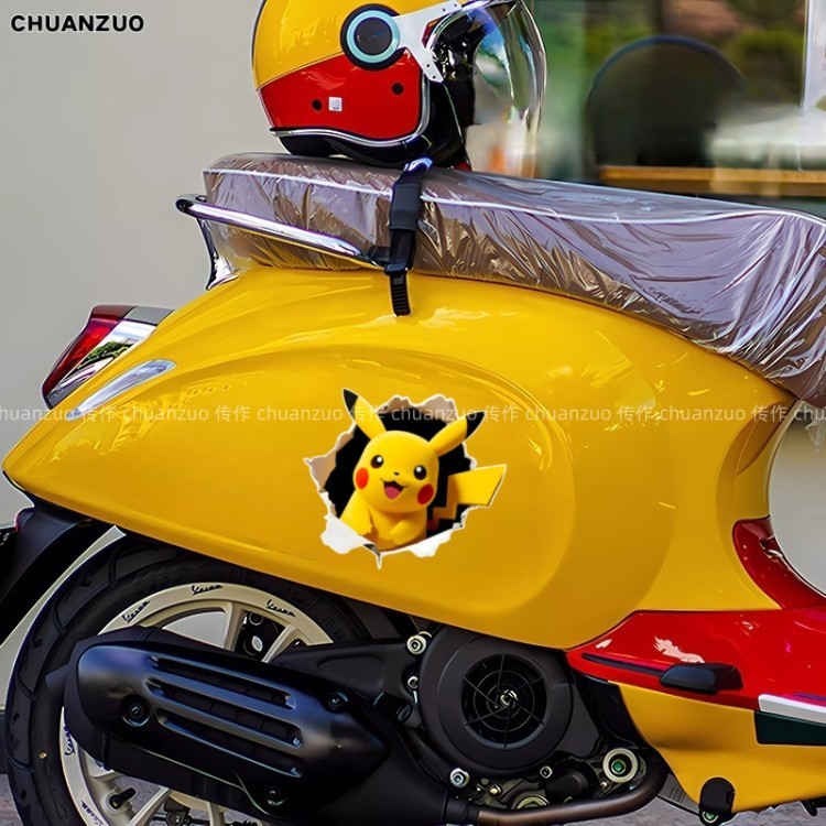 Hoạt Hình Pikachu Dễ Thương Yêu Tinh Xe Miếng Dán Anime Hàng Hóa Sáng Tạo Cửa Sổ Kính Notebook Xe Điện