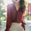 M-4XL Áo sơ mi nữ tay dài màu đen, phù hợp công sở và làm việc