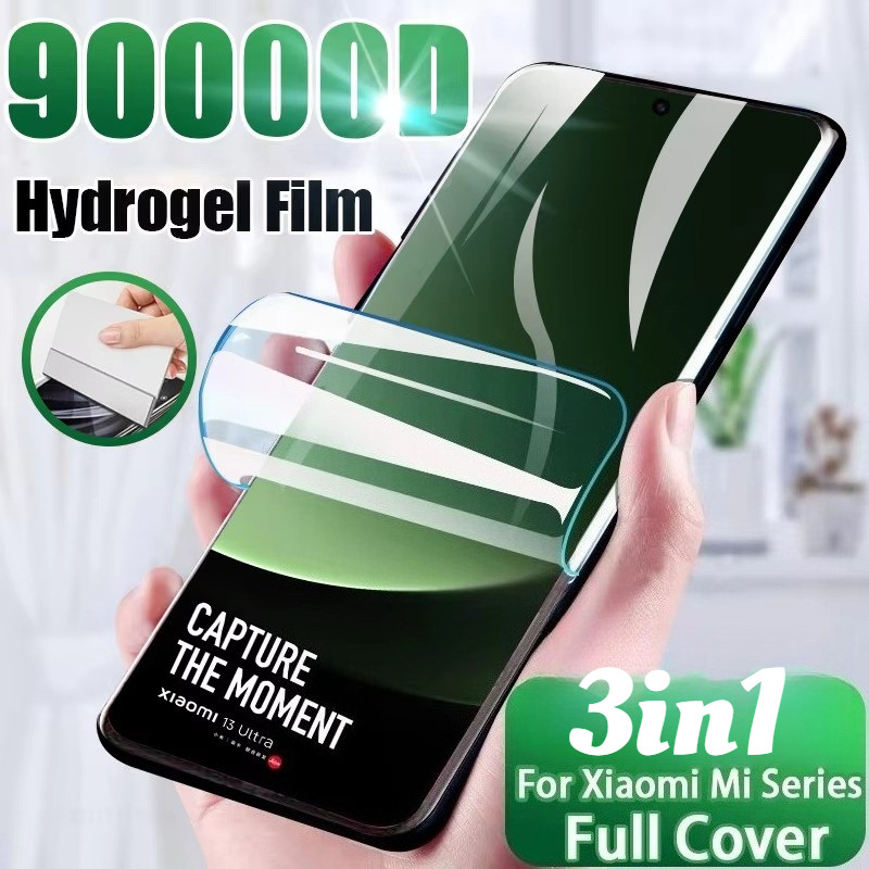 3in1 Dành Cho Xiaomi 12T 12S 12X 12 11T 11i 11 11X 10T 10 Ultra Pro Lite HD Hydrogel Bảo Vệ Màn Hình Mặt Trước + Mặt Sau Sợi Carbon Cho Xiaomi Civi 1S 4 3 2 Note 10 Pro Phim Bảo Vệ