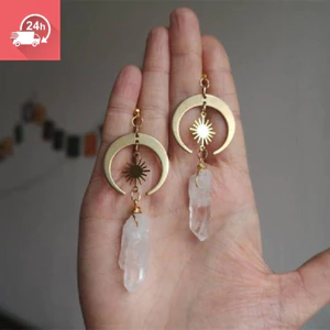 Mặt dây chuyền vàng mặt trăng với pha lê, thiết kế cổ điển và cá tính