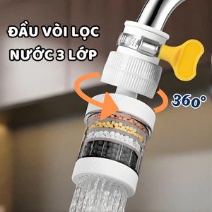 Đầu Vòi Lọc Nước 3 Lớp 360 Độ Gắn Vòi Rửa Chén Lọc Cặn Bẩn Tăng Áp Nước, Tiết Kiệm Nước Tiện Lợi