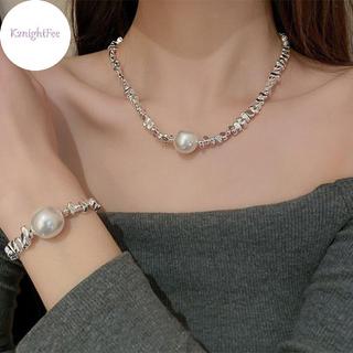 K2nightFee Ngọc Trai Hình Học Cá Tính - Dây Chuyền Ngắn Phong Cách Châu Âu