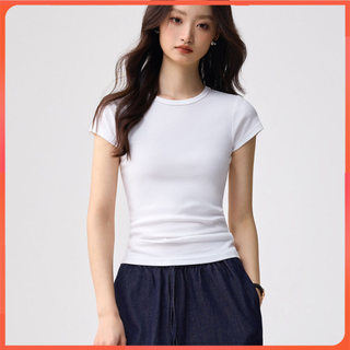 Áo thun nữ cổ tròn ngắn tay slim-fit mùa hè, phong cách mới đơn giản, đa dạng màu sắc