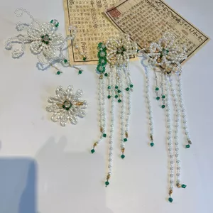 Đính cườm Huaming Made Palace Style Kẹp tóc giả Ngọc trai Phụ kiện tóc Trung Quốc Phong cách cổ đại Hanfu phù hợp