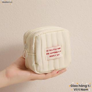 Túi lưu trữ nhỏ IDEANEST, Ví đựng tiền xu Mini cầm tay, Trang điểm son môi dễ thương với túi đựng mỹ phẩm có dây kéo