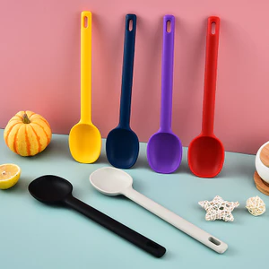Sáng Tạo Mới Silicon Súp Thìa Salad Khuấy Thìa Nhà Bếp Canh Tách Thìa Thìa Nhà Bếp Thìa Nướng Dụng Cụ 8MOB