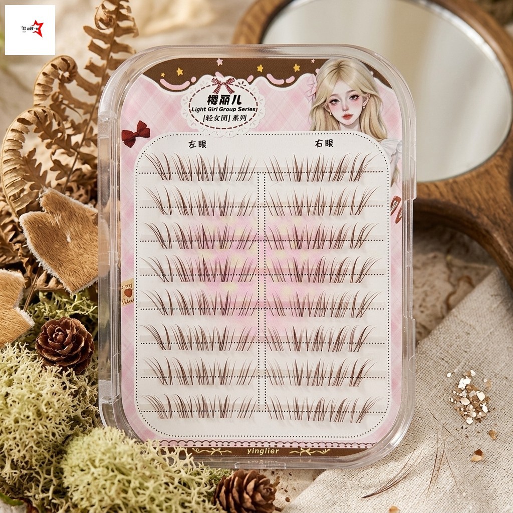 COD+Nhíp tặng kèm🎁 Mi cụm tự nhiên mắt nai C Curl 9-13mm mềm nhẹ không cộm dễ dán dùng hàng ngày