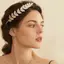 AqToCna Vương miện tiara lá vàng, phụ kiện tóc cô dâu cưới
