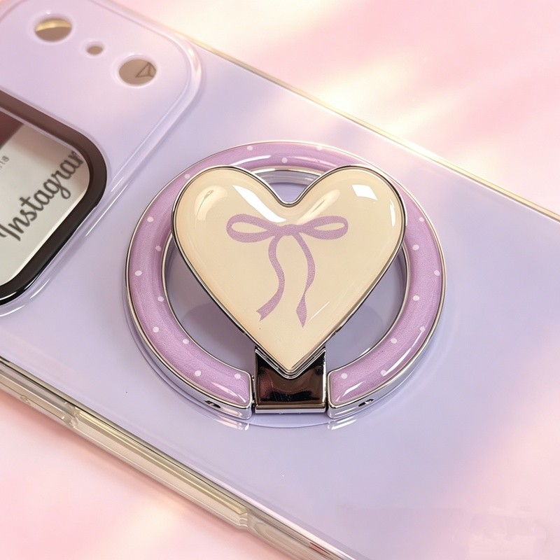 INS Pink Bow LOVE Giá đỡ điện thoại từ tính có gương cho vỏ nam châm và IPhone 13 15 16 17 Pro Max 14 Plus Giá đỡ vòng đeo tay có thể gập lại