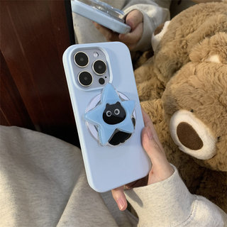 Ốp bảo vệ chân đế họa tiết mèo đen hình ngôi sao năm cánh cho iPhone 11 12promax 13pro15pro 15promax 14 14promax 14pro 16 pro max 16 plus 17 17promax