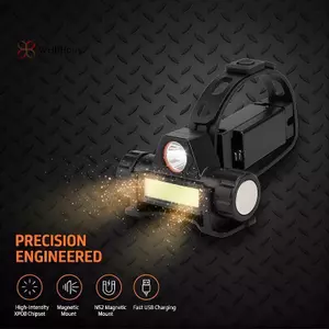 < WHPHous-t > Đèn pha LED COB có thể sạc lại USB với đèn pin đầu có thể điều chỉnh để câu cá ngoài trời Cắm trại đi bộ đường dài ban đêm đẹp