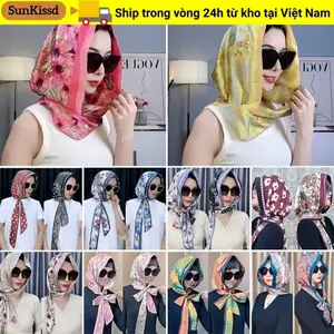 Turban Hồi giáo SUNKISSD, Mũ Baotou mềm chống nắng, Khăn trùm đầu lụa mô phỏng thoáng khí thời trang dành cho nữ