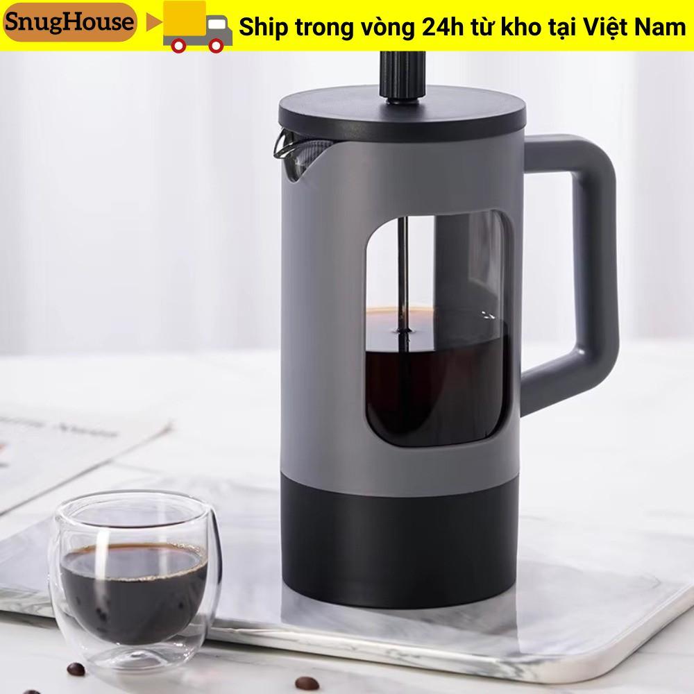 Máy pha cà phê trà ép kiểu Pháp SNUGHOUSE 600ml, chịu nhiệt, đa chức năng, chống rỉ sét, di động