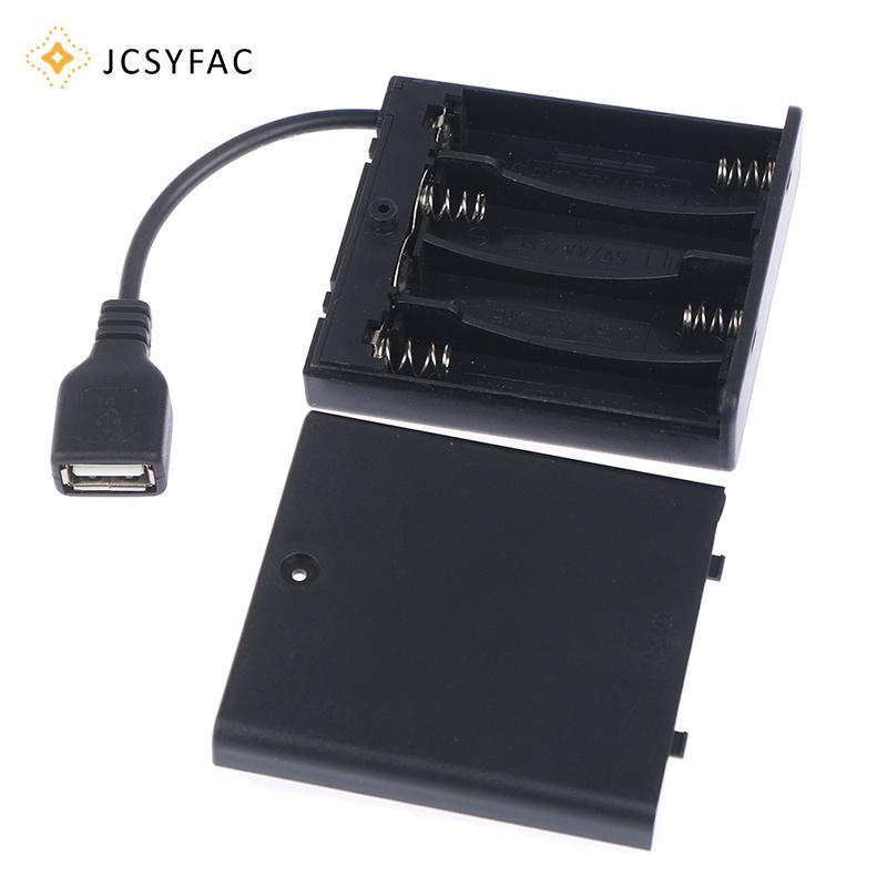 JCSYFAC 4 X AA USB Hộp Pin Cho 5V Dải Đèn USB Mini Nguồn Điện Mới